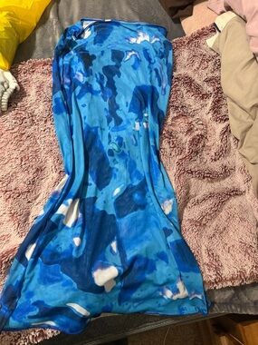 Blue Abstract Print Sarong Cover-Up mesh